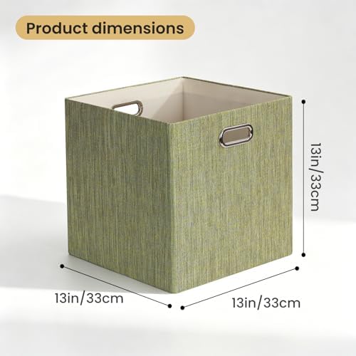 Posprica Storage Cubes, 13 x 13 x 13 Inches Fabric Bins with Double Handles