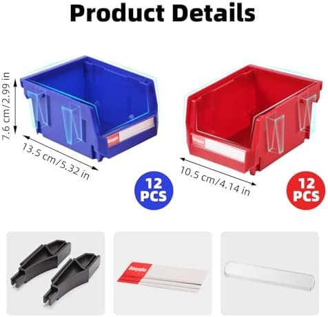 24 Packs Stackable Storage Bins, 5" x 4" x 3" Organizer Bins,