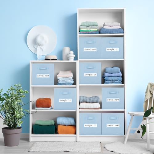 13x13x13 storage cube bins (Set of 10) Fabric storage cubes with 10 Labels Window Cards & a Pen, storage cubes 13x13, Collapsible 13 inch cube storage bins, Cubby Organizer Boxes, Pastel Blue
