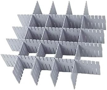 Onerbuy 8pcs Adjustable Grid Drawer Dividers DIY Plastic Closet Separator Tidy Organizer Container for Underwear Socks Belt Office Supplies(Grey)