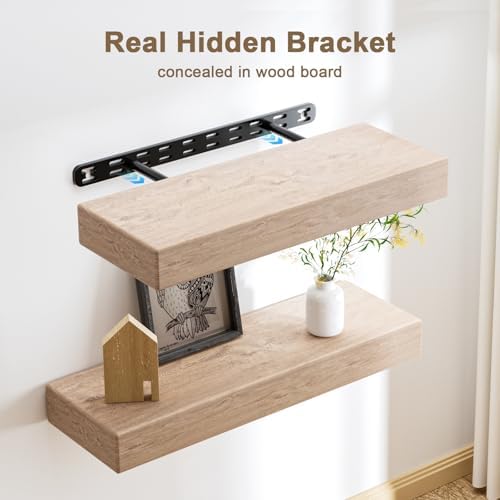 2pcs Floating Shelf Bracket Heavy Duty,Decorative Floating Shelf Hardware Hidden Black Metal Fireplace Mantel Brackets Without Jig (34"X8"X1.0" Without Tools)