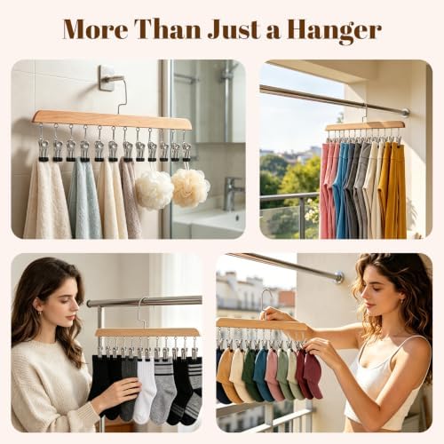 4PCS Space Saving Hanging Clothes Organizer with 12 Clips