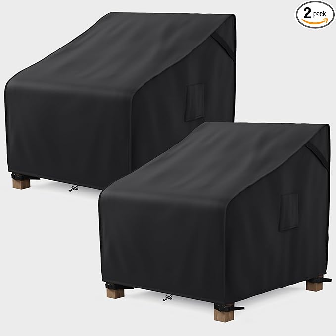 MR. COVER Outdoor Chair Covers Waterproof, Patio Furniture Covers for Rocking Chair, Heavy Duty Anti UV Chair Cover, Fits up to 35W x 37D x 36H Inches, Air Vent and Handles Included, Black, 2 Pack