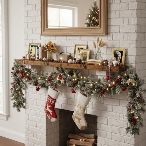 Vivelove Deep Floating Shelves 72x12” Set of 1, Rustic Brown | Easy Install With Hardware, 2" Thick, Invisible Brackets, Wall Mounted, No Sagging, For Any Room