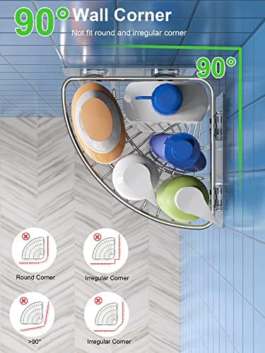 SMARTAKE 2-Pack Corner Shower Caddy Deep Basket, SUS304 Stainless Steel | Wall Mounted Bathroom Shelf with Adhesive, Storage Organizer for Toilet, Dorm and Kitchen , Silver