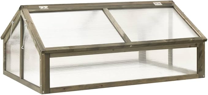 Firwood Garden Portable Wooden Greenhouse - Raised Flower Planter with 2 Roofs, Mini Greenhouse Cabinet for Outdoor Indoor Use, 44.8"x31.4"x19.6"/Gray