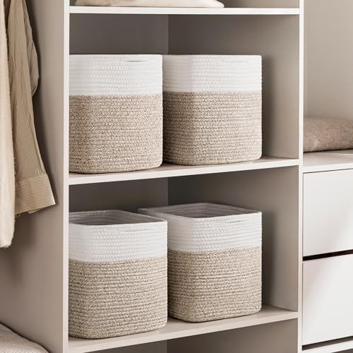 joybest 11inch Cube Storage Bins, Cotton Rope Woven Organizer Basket