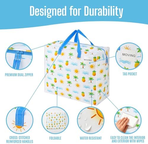 VENO Heavy Duty Moving Bags, 22 Gallon, Tropical Island, 4 Pack