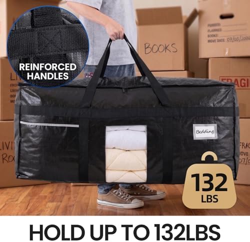 TAILI 1 Pack XXL Storage Bags with Visible Window and Handy Pocket,Black