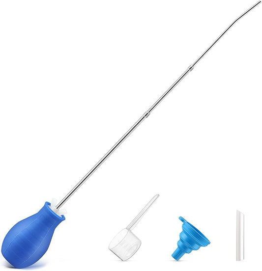 Diatomaceous Earth Powder Duster, Longer 9" to 22" Retractable Garden Powder Applicator Dispenser, 8 oz Bulb Duster Sprayer Insect for Home Organic Gardening Agricultural Supply(Blue,1 Pcs)
