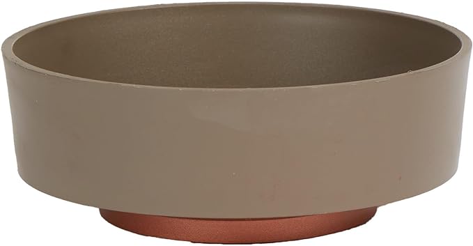 The HC Companies 6 Inch Round Plastic Succulent Capri Bowl 6"x6"x2.25" in Artisan Taupe with Copper Bottom Color