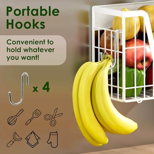 2 Set Magnetic Fridge Shelf, White Magnetic Fruit Basket for Fridge