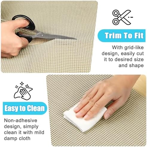 Songrey Non-Slip Shelf Cabinet and Drawer Liner, 20IN x 20FT, Beige | No Adhesive Residue, Strong Grip, Thick PVC Mat, for Kitchen Shelves, Bathroom Drawers, Home Essentials, Snip to Fit