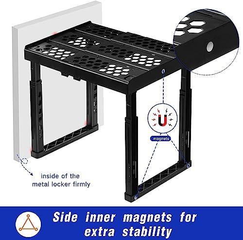 Piffny Locker Organizer Shelf， Adjustable Width and Height, Ideal Locker for School, Office, and Gym Lockers… (White 2 Pack), PLKSLF01