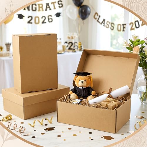 Eersida Brown 12 Pcs DIY 2027 Senior Box Shoebox Cardboard Memory Box