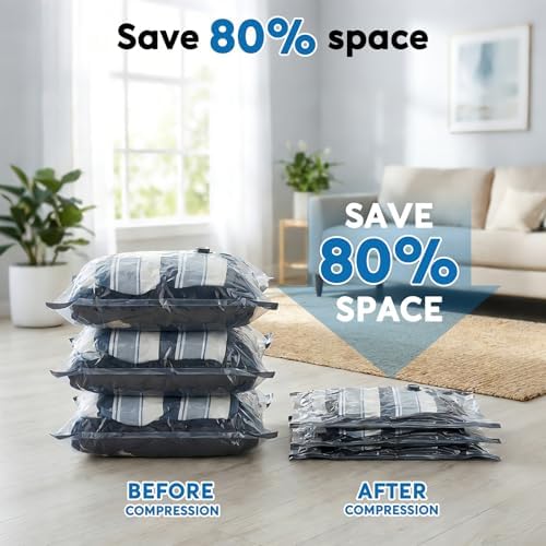 18 Pack Vacuum Seal Bags for Clothing Travel with -60000Pa LED Pump