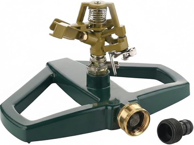 Heavy Duty Metal Impact Sprinkler 360° Rotating Pulsating Sprinkler for Yard & Garden,Metal Base with Built-in Filter Covers Up to 5,800 Sq.Ft,Ideal for Lawn Irrigation