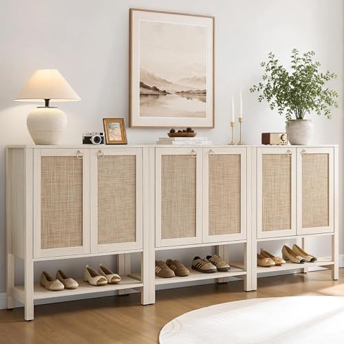 SICOTAS Rattan Shoe Cabinet with Storage, 5 Tier, 3 Pieces