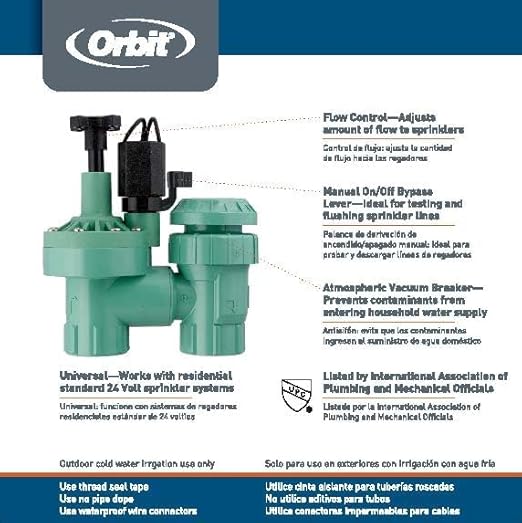 3-Pack Orbit 57604 1-Inch FPT 100 Series Automatic Anti-Siphon Valve with Flow Control and 3/4-Inch Reducer