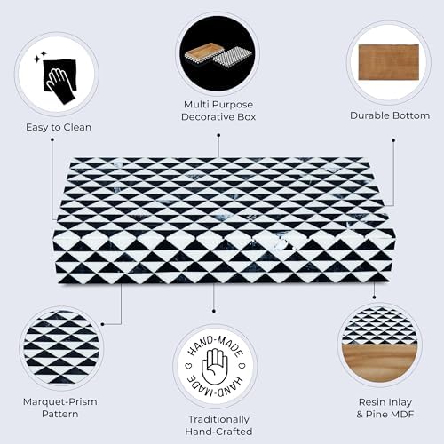 Handicrafts Home Large Decorative Storage Box 12x6– Coffee Table Organizer Box, Modern Home Décor Accent, Keepsake Memory Box, Jewelry Storage Box, Boho Decorative Box with Lid for Shelf, Mantle Decor