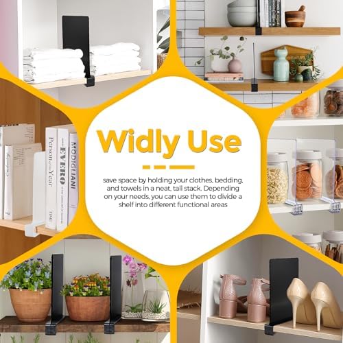 Matte Black Acrylic Shelf Dividers for Closets Organizer & Storage,12 Pack