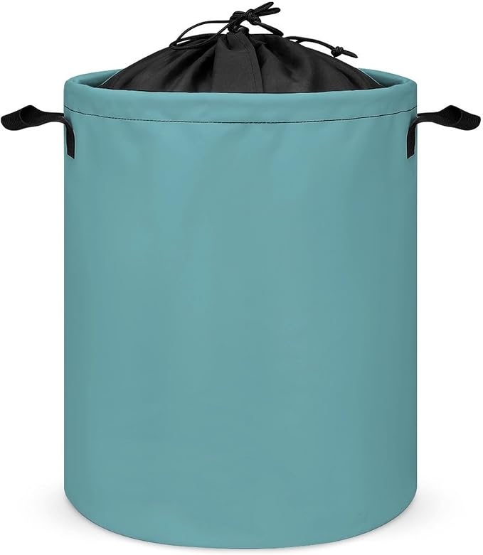 Large Laundry Hamper Bag, Retro Blue Trend Color Collapsible Laundry Basket with Drawstring Dirty Clothes Organizer Washing Bin for Family Essentials Storage