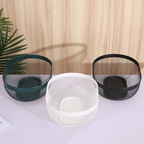 AJIODA Metal Mesh Steel Basket, Oval Metal Wire Storage Organizer Baskets Multi Functional Kitchen Baskets Countertop Fruit Baskets Garden Harvest Basket for Kitchen Picnic Decor Cabinet Home, White