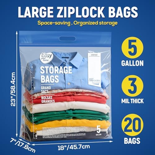 5 Gallon Storage Bags with Handle&Bottom for Clothing Blanket