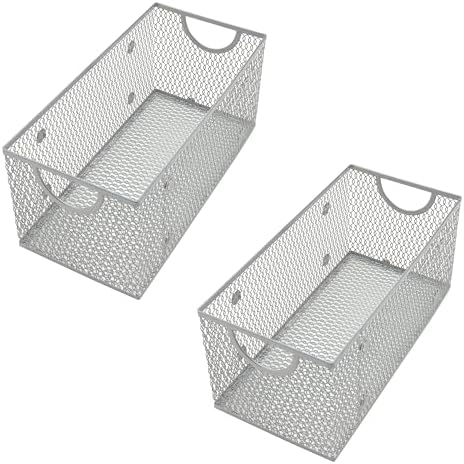YBM HOME Kitchen Pantry Organizer Wire Basket for Shelves, Pantry, and Cabinets, Mesh Open Metal Storage Bin for Organizing Household, Office, and Laundry Supplies, 11 x 5.5 x 5 in, Pack of 2