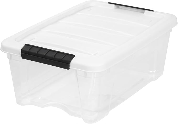 IRIS USA 13 Qt Storage Bins with Lids, 6 Pack, Clear/White