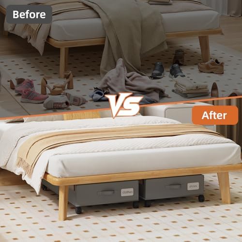 Somdot Under Bed Storage with Wheels, 2 Pack Under Bed Storage Containers