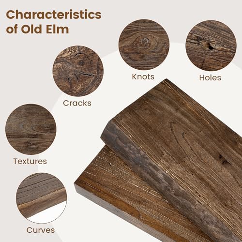 Live Edge Floating Shelves for Wall Decor, Solid Elm Wood Floating Shelves Wall Mounted, Rustic Wall Shelves with Invisible Bracket for Living Room Bathroom Bedroom Kitchen, 36 Inch Set of 2, Walnut