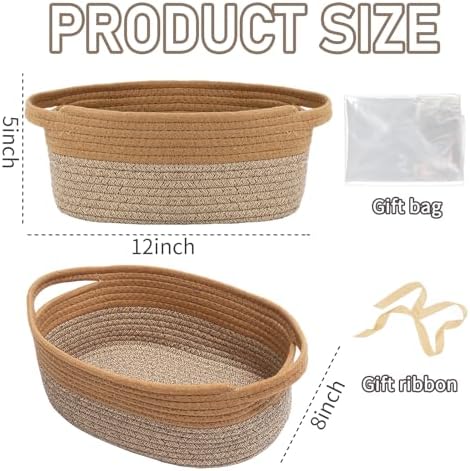 JMvicyroam Small Woven Basket, Empty Gift Basket, Jute&Brown/1 Pack