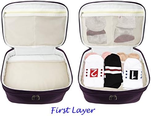 Travel Organizer Underwear Bag - Large Double Layer Packing Storage Bag – Fits Large Bra, Socks, Underpants, Cosmetic, Toiletry kit