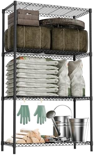 M MZG 2400LBS 35.5" W Standing Shelf Units Wire Rust-Proof Outdoor Storage Shelving 4-Tier Utility Shelving Unit for Garden Home,Kitchen,Office Dark Grey 17.7" D x 35.5" W x 59.4" H