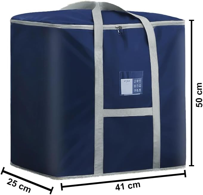 Kuber Industries Storage Bag | Foldable Storage Bag | Moisture Proof Wardrobe Organizer | Underbed Storage Bag for Blanket-Clothes | Travel Moving Bag with Handle | S ZH013BU | Blue