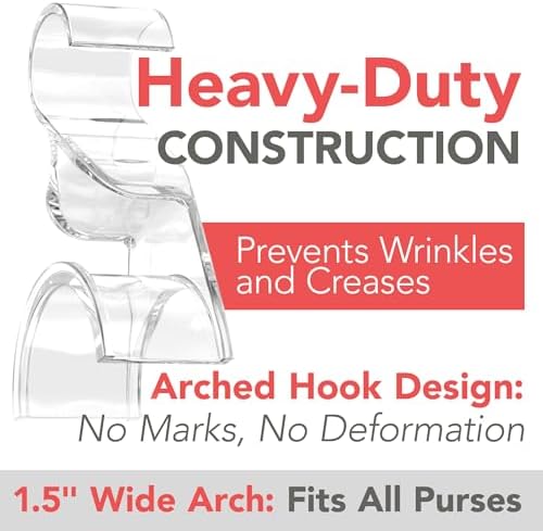 Clear Purse Hanger Closet 3 Pack, Acrylic Purse Hooks for Closet