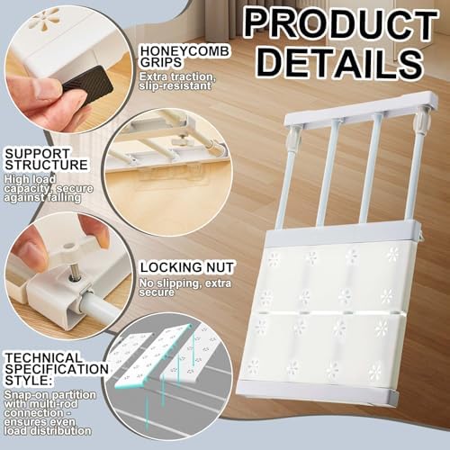 Gerrii 2 Pcs Expandable Closet Tension Rod Shelf, 10.83''-17.91''