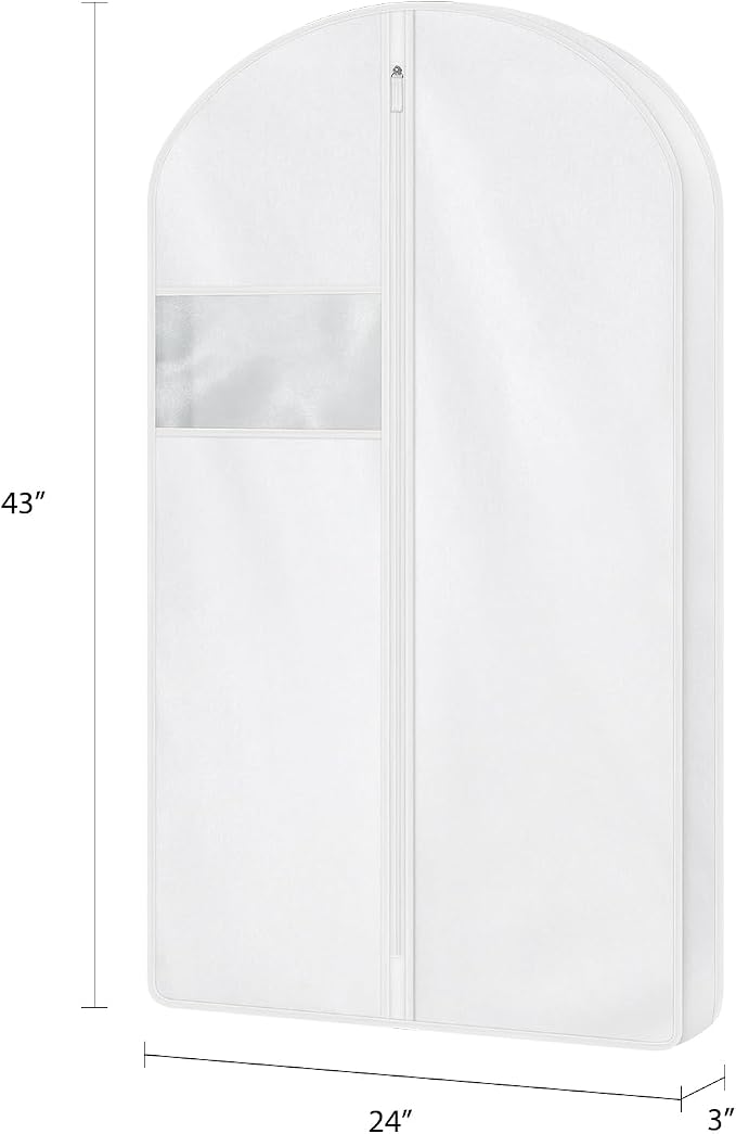 43 Inch Cotton Garment Bag for Hanging Clothes, 3 Pack Suit Bag