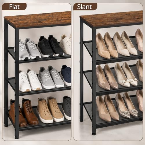 Shoe Rack Organizer for Entryway & Closet, 4-Tier Adjustable, Freestanding