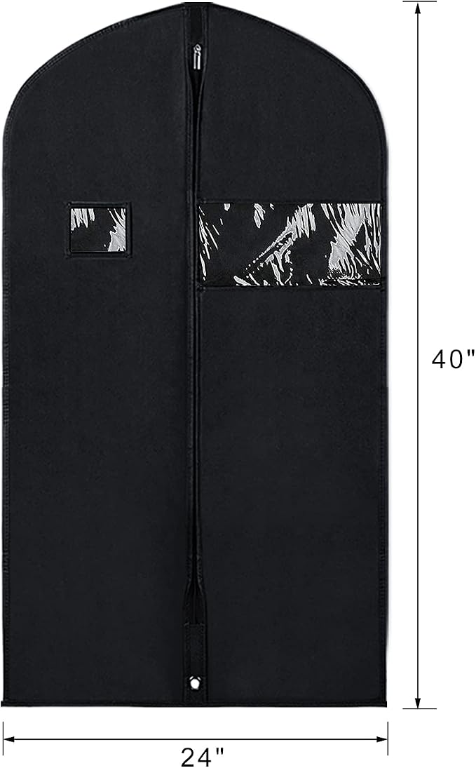 Syeeiex 40 Inch Suit Bag, Suit Bags for Closet Storage, Black, Set of 16