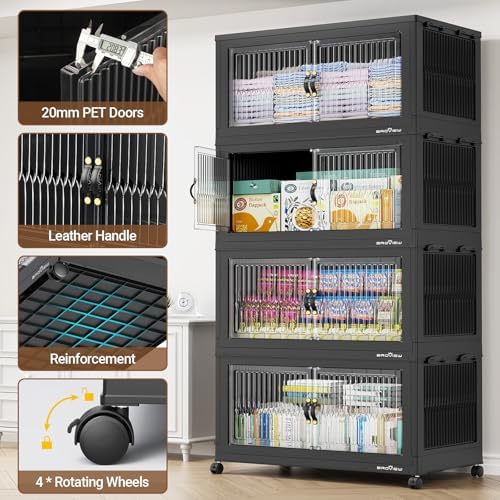 BROVIEW 600Qt Stackable Storage Bins with Lid for Home Dorm, 3Pack Black