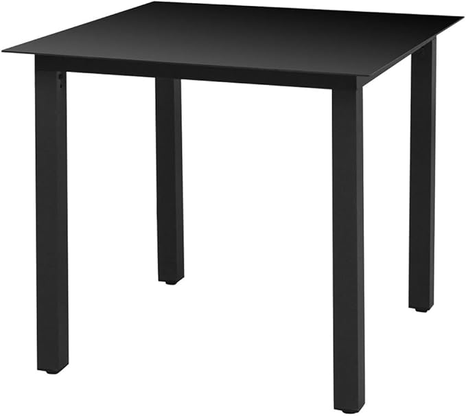 FAMIROSA Garden Table Black 31.5x31.5x29.1 Aluminium and Glass