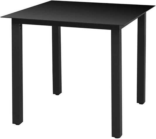 FAMIROSA Garden Table Black 31.5x31.5x29.1 Aluminium and Glass