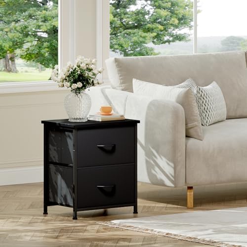 Somdot Night Stand with 2 Drawer, Small Nightstand End Table, Bedside Table