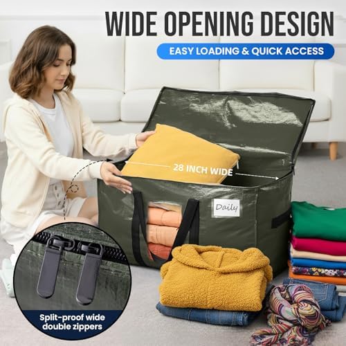 TAILI 12 Pack Green Extra Large Moving Bags,Storage Bag with Visible Window