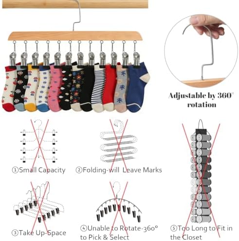 2PCS Space Saving Hanging Clothes Organizer with 12 Clips