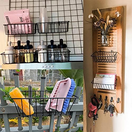 Gddochn 3 Pack Grid Panel Hanging Wire Basket, Storage and Display Basket for Wall, Kitchen, Home Decor Supplies, Potted Plants, Black