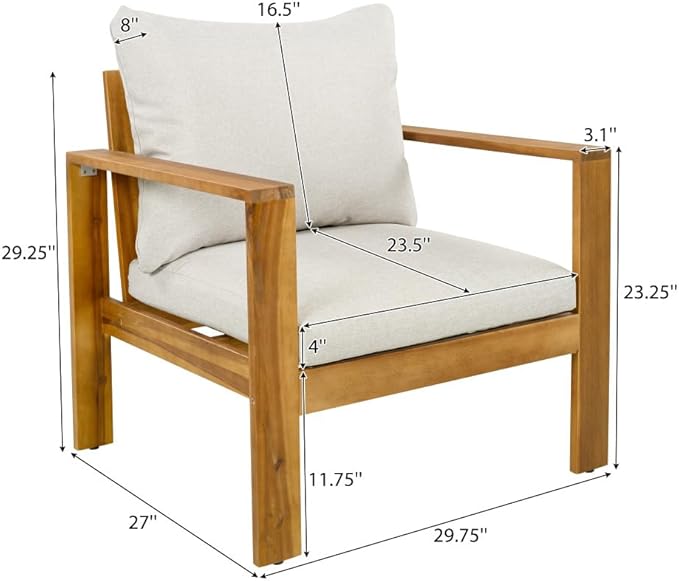 Outdoor Patio Single Chair with Cushions for Backyard Relaxation and Garden Seating