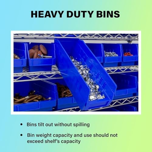 Akro-Mils 30184 Heavy Duty Plastic Shelf Bins, 24"x 8"x 4", Green, 6-Pack